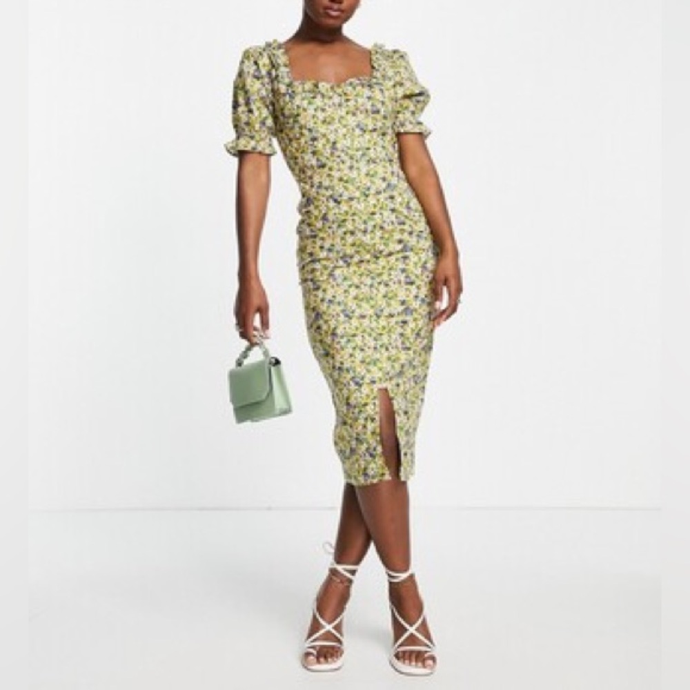 New Hope & Ivy Liberty Fabric Floral Dress Yellow NWT Boho Preppy Casual Size 8